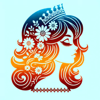 Stylized profile illustration of Princess Daisy avatar with a crown, floral motifs, and orange-to-blue gradient design for profile picture use.