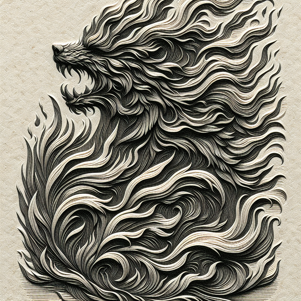 Detailed illustration of an abstract wolf avatar with intricate black and white patterns on a textured background for a profile picture.