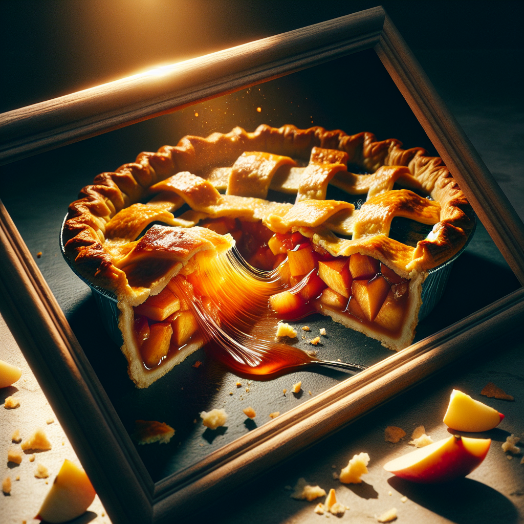 A beautifully captured apple pie, with a golden crust and juicy apple filling, presented in a vibrant frame, serving as a unique forum avatar.