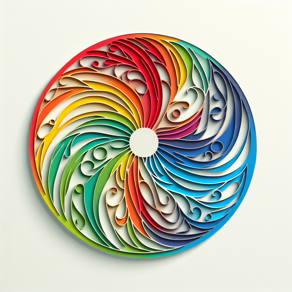 Avatar featuring an artistic color wheel with a dynamic paper quilling design, showcasing a vibrant spectrum of colors.