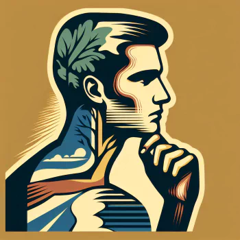Illustrative avatar depicting a thoughtful person with nature elements, symbolizing mental health and introspection.
