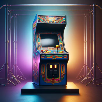 Profile photo of a colorful arcade machine illuminated by neon lights, emphasizing its vivid design and retro appeal.