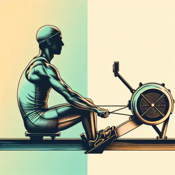 Illustration of a person using a rowing machine for a profile picture, highlighting fitness and exercise.