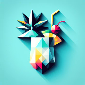 A vibrant, geometric illustration of a piña colada, featuring a cocktail glass with a pineapple wedge and cherry, serving as a colorful forum avatar.