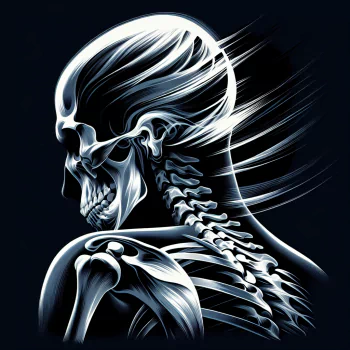 Profile photo featuring a stylized X-ray illustration of a human skeleton in a dynamic pose, with a focus on the skull and upper spine.