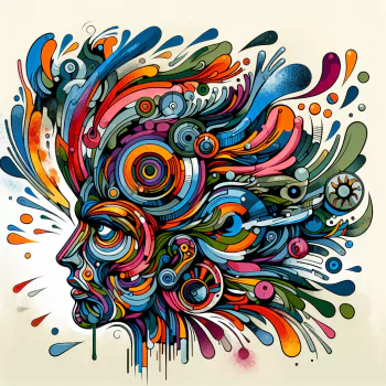 Vibrant street art style profile picture featuring an abstract portrait with colorful swirls and patterns.