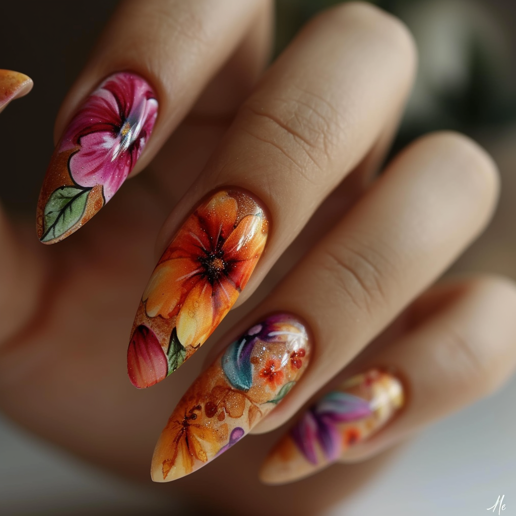 Artistic Floral Nail Art Design by CelestialCanvas