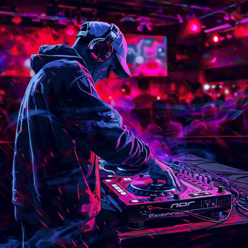 Avatar of a DJ mixing music at a vibrant nightclub with a neon-lit dance floor vibe.