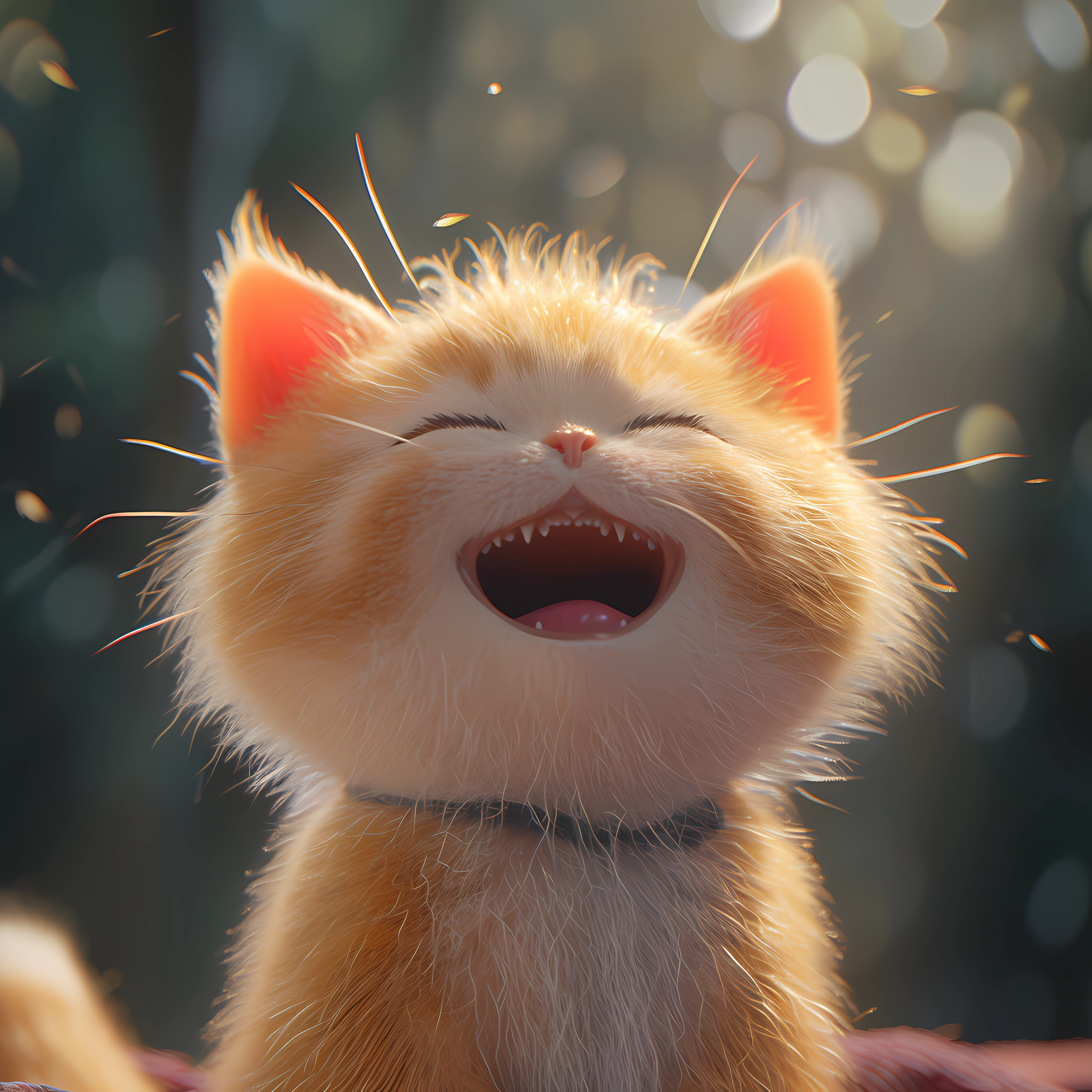 Joyful orange kitten avatar image showing a happy cat with a beaming smile, radiating cuteness and happiness.