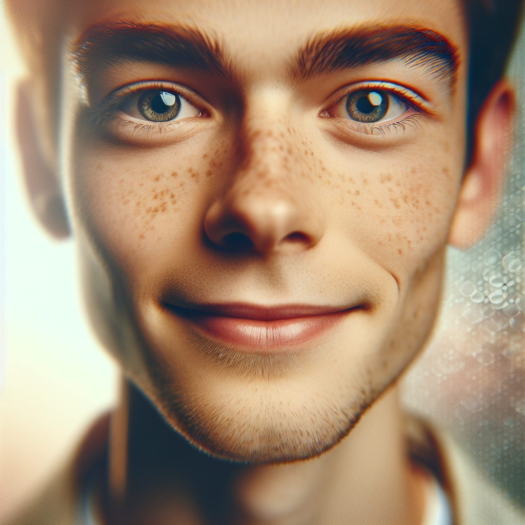 Digital avatar profile picture featuring a smiling young male with blue eyes and freckles.