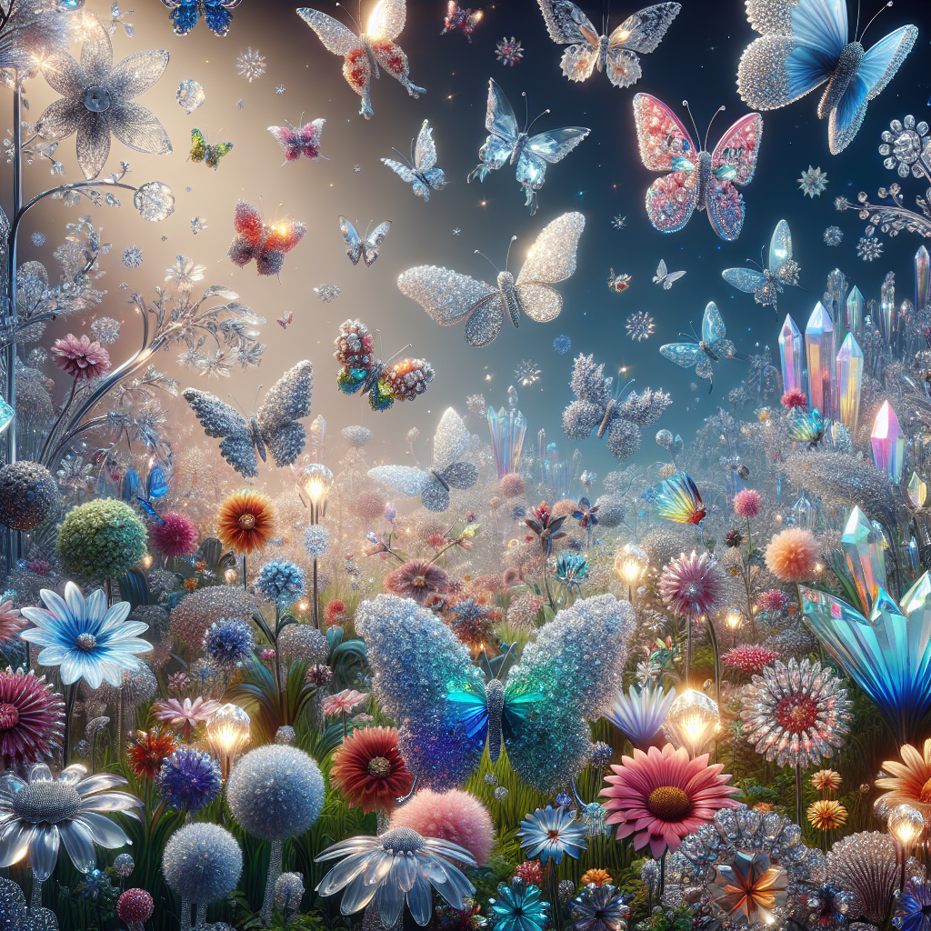 Enchanting avatar featuring a vibrant butterfly garden with blossoming flowers and shimmering butterflies in magical surroundings.