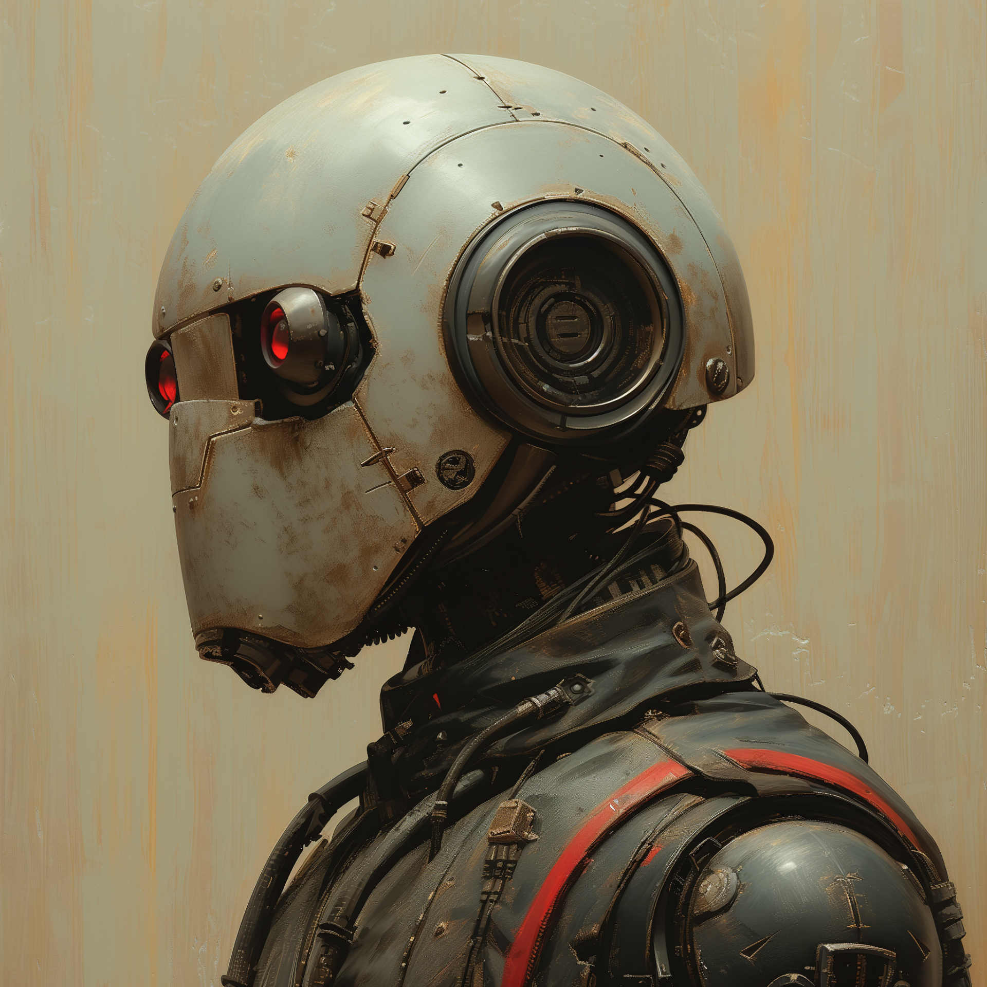 Dieselpunk style robot avatar with a vintage futuristic design for profile picture use.