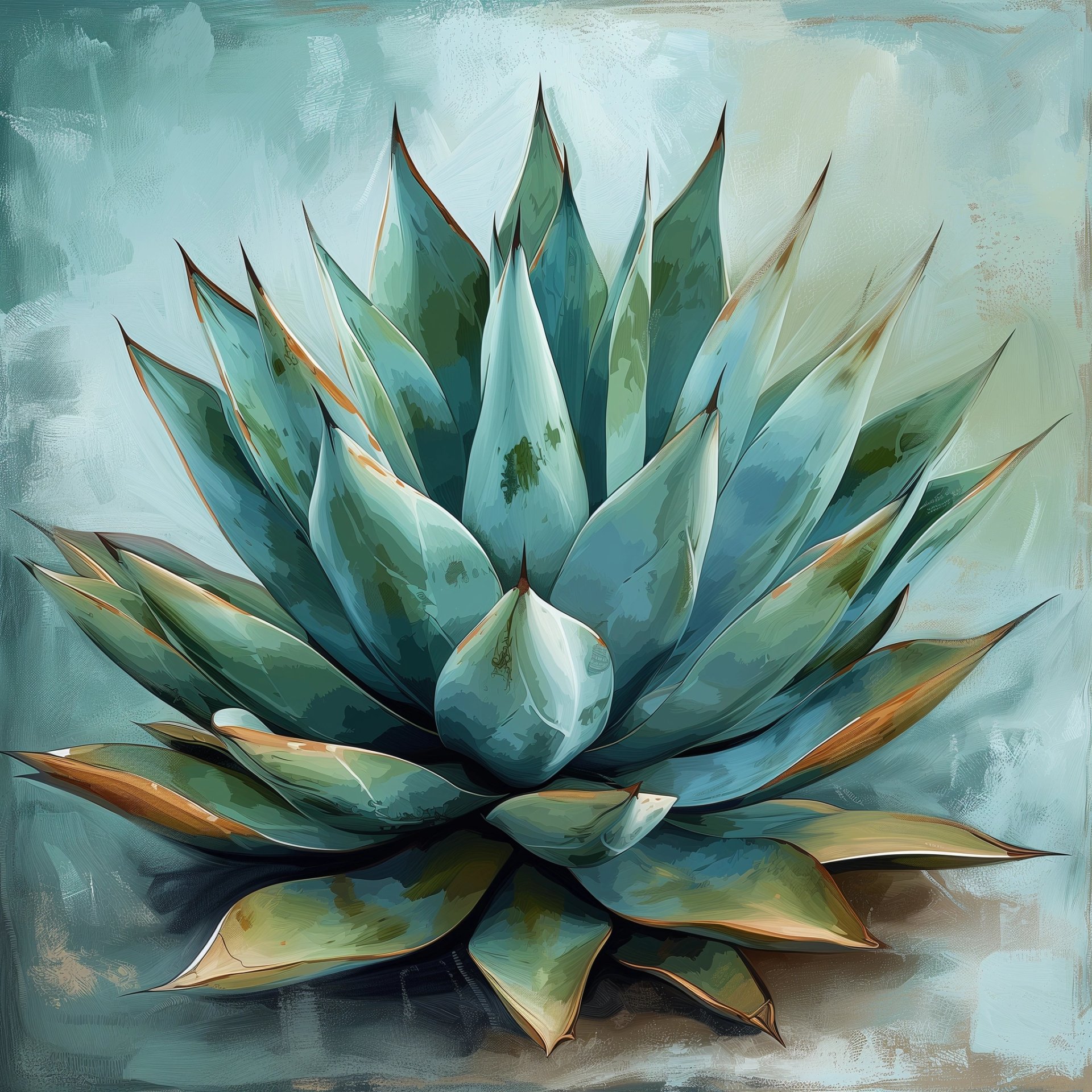 Artistically rendered agave plant painting used as a profile picture with a soft blue and green color palette.
