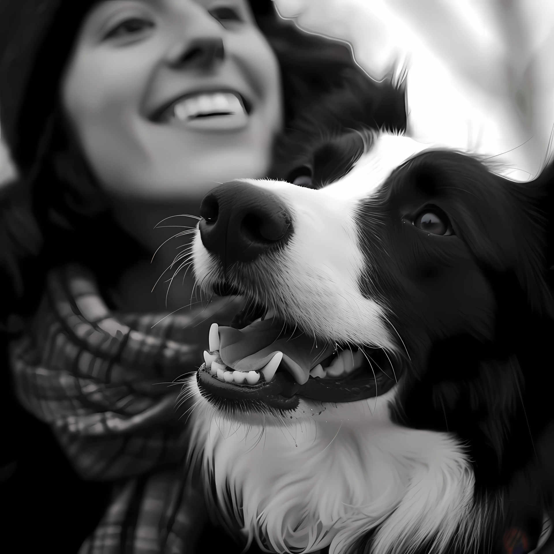 Joyful person with a happy border collie dog avatar.