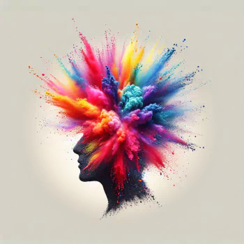 Colorful explosion of creativity concept avatar representing inspiration.
