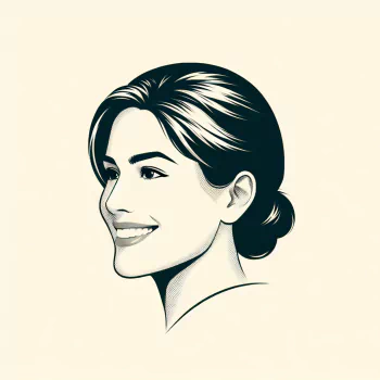 Illustration of a happy woman's face, designed for use as a cheerful avatar or profile picture.
