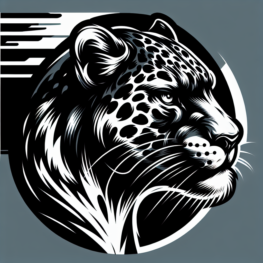Stylized jaguar avatar with a sleek, monochrome design, perfect for a profile picture or pfp.