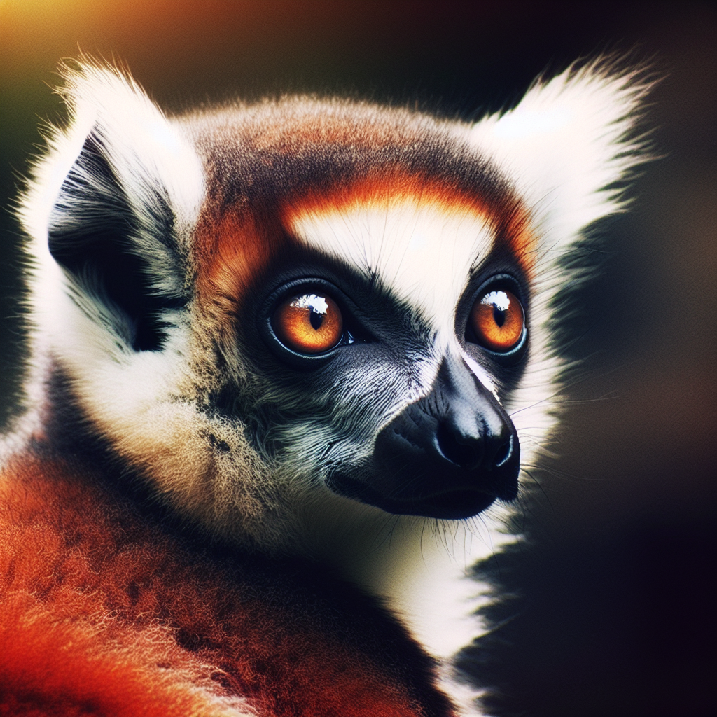 Digital avatar featuring a detailed illustration of a lemur with striking eyes, optimized for use as a profile picture.