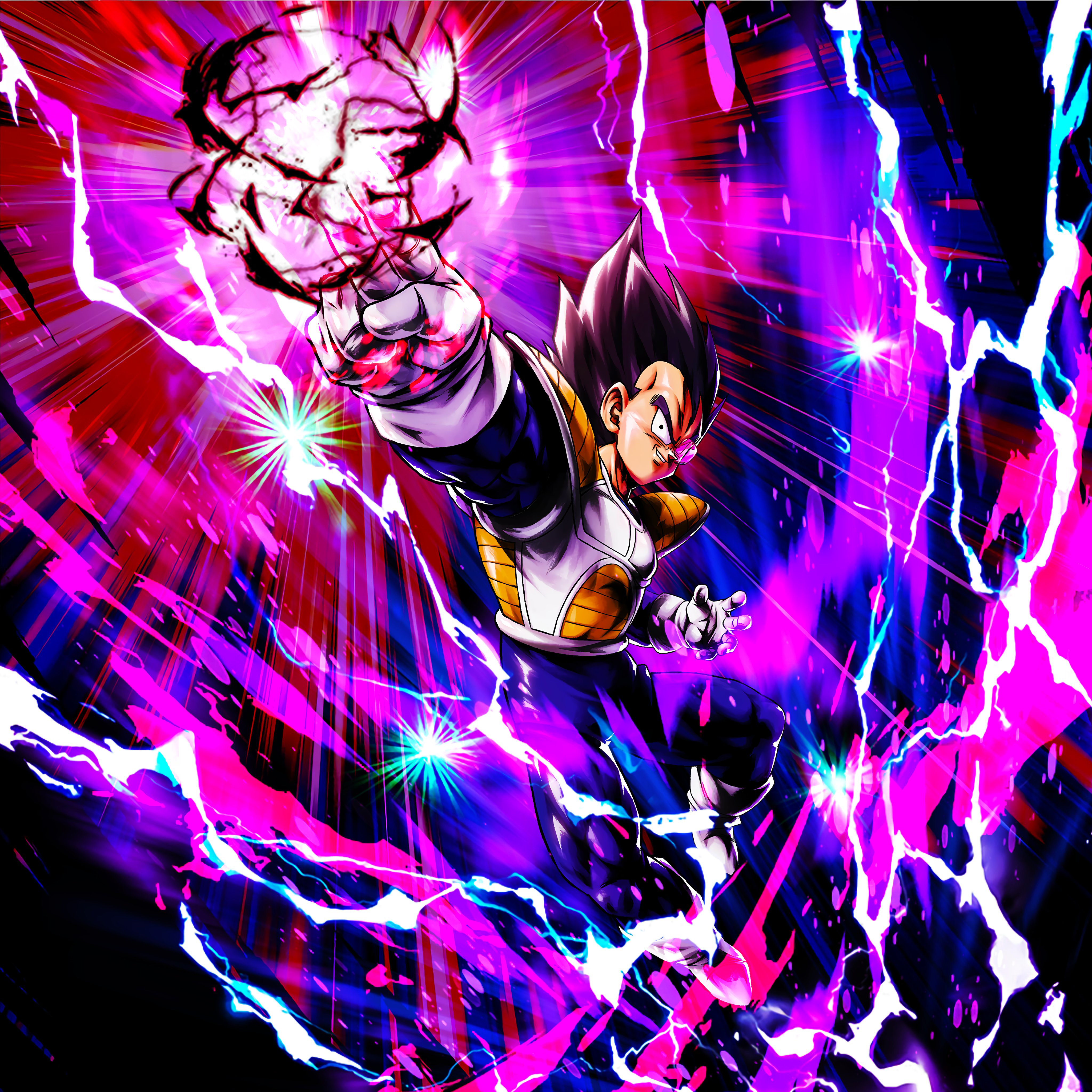 Dragon Ball Legends Vegeta avatar with dynamic lightning effects, perfect as a profile picture for gamers and anime fans.