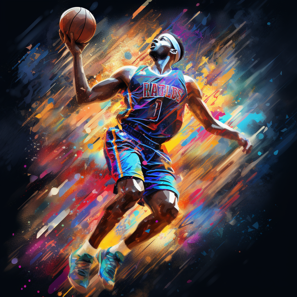 Dynamic basketball player avatar with vibrant, artistic background, ideal for NBA sports profiles.