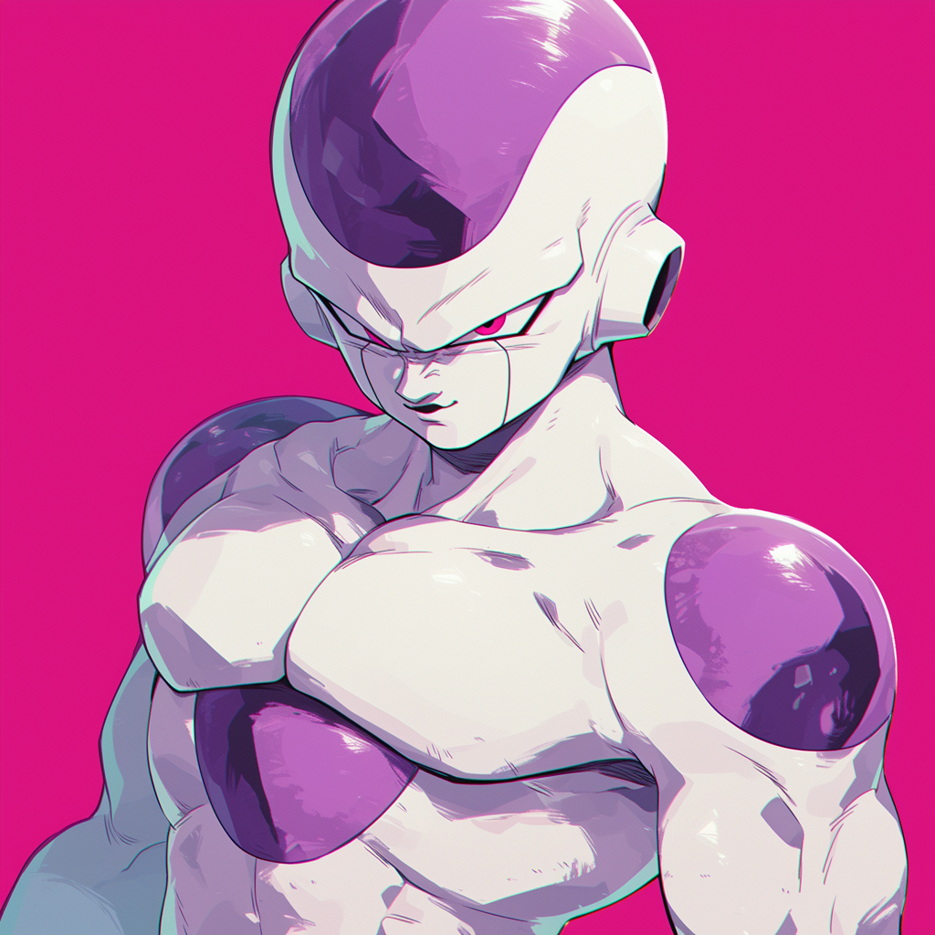 Avatar illustration of Frieza from Dragon Ball with a pink background, suitable for a profile picture or fan art representation.