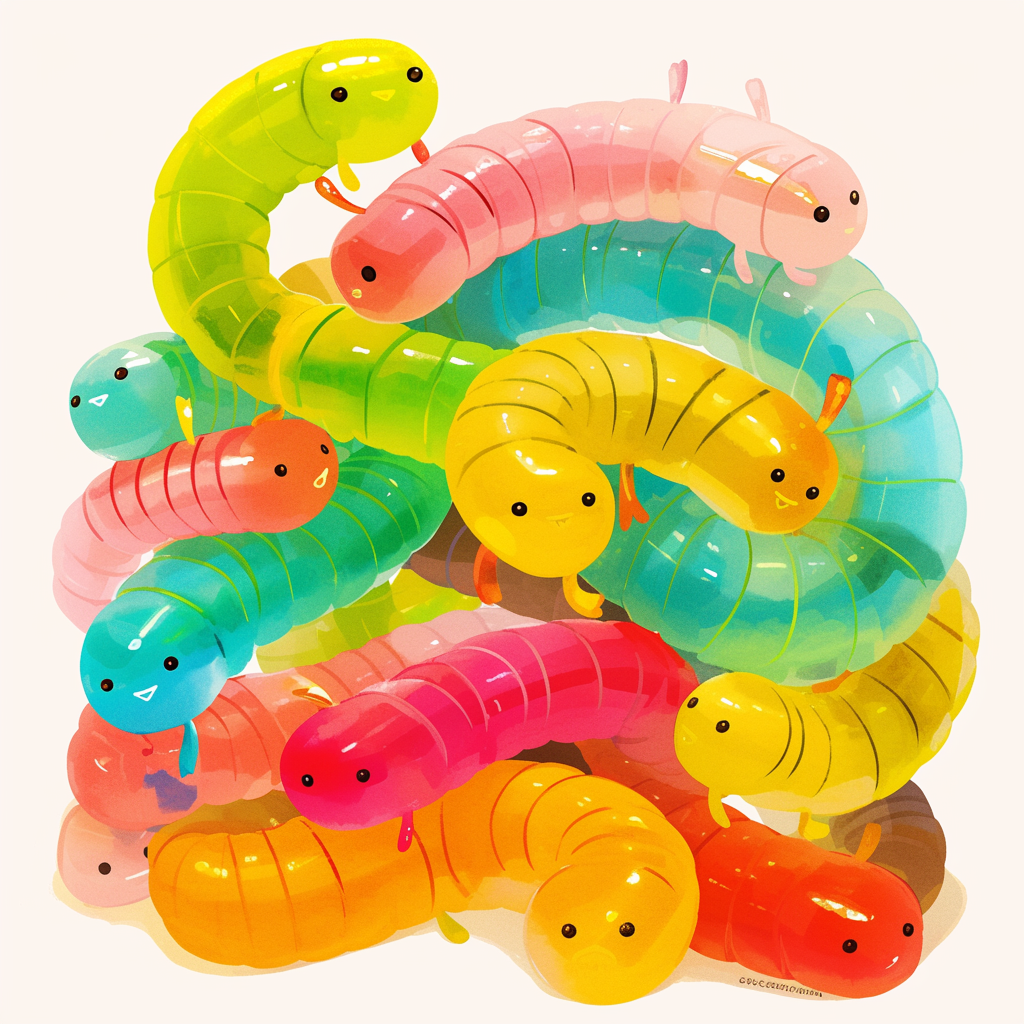 Colorful Gummy Worm Candy Avatar by robokoboto