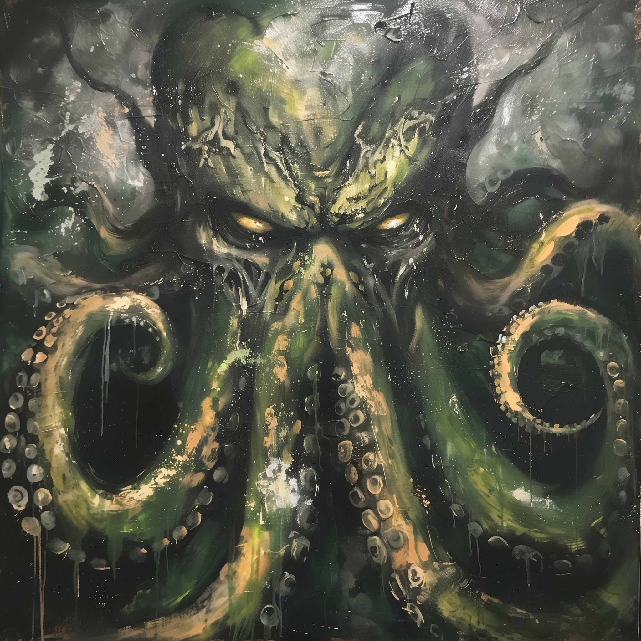 Avatar image of Cthulhu with a menacing expression, featuring prominent tentacles and intense eyes, ideal for a profile picture with a mythological theme.