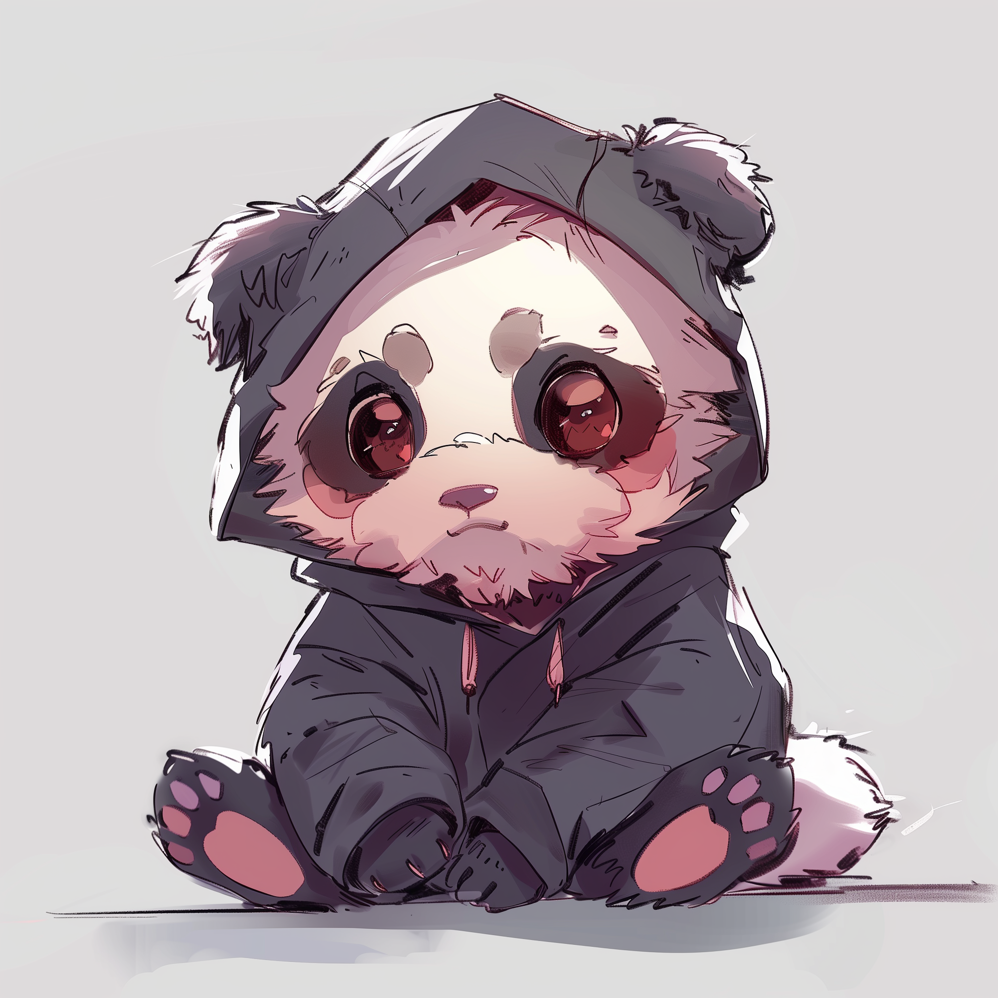 Cute cartoon panda avatar wearing a hoodie, ideal for a profile picture or pfp.