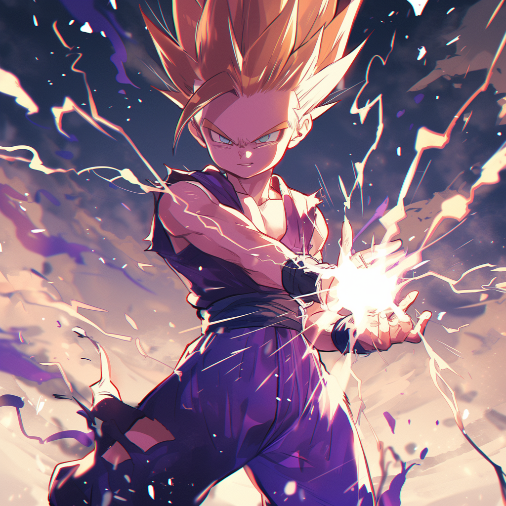 Avatar of Gohan from Dragon Ball, showcasing the character in a dynamic fighting pose with energy radiating from his fist.