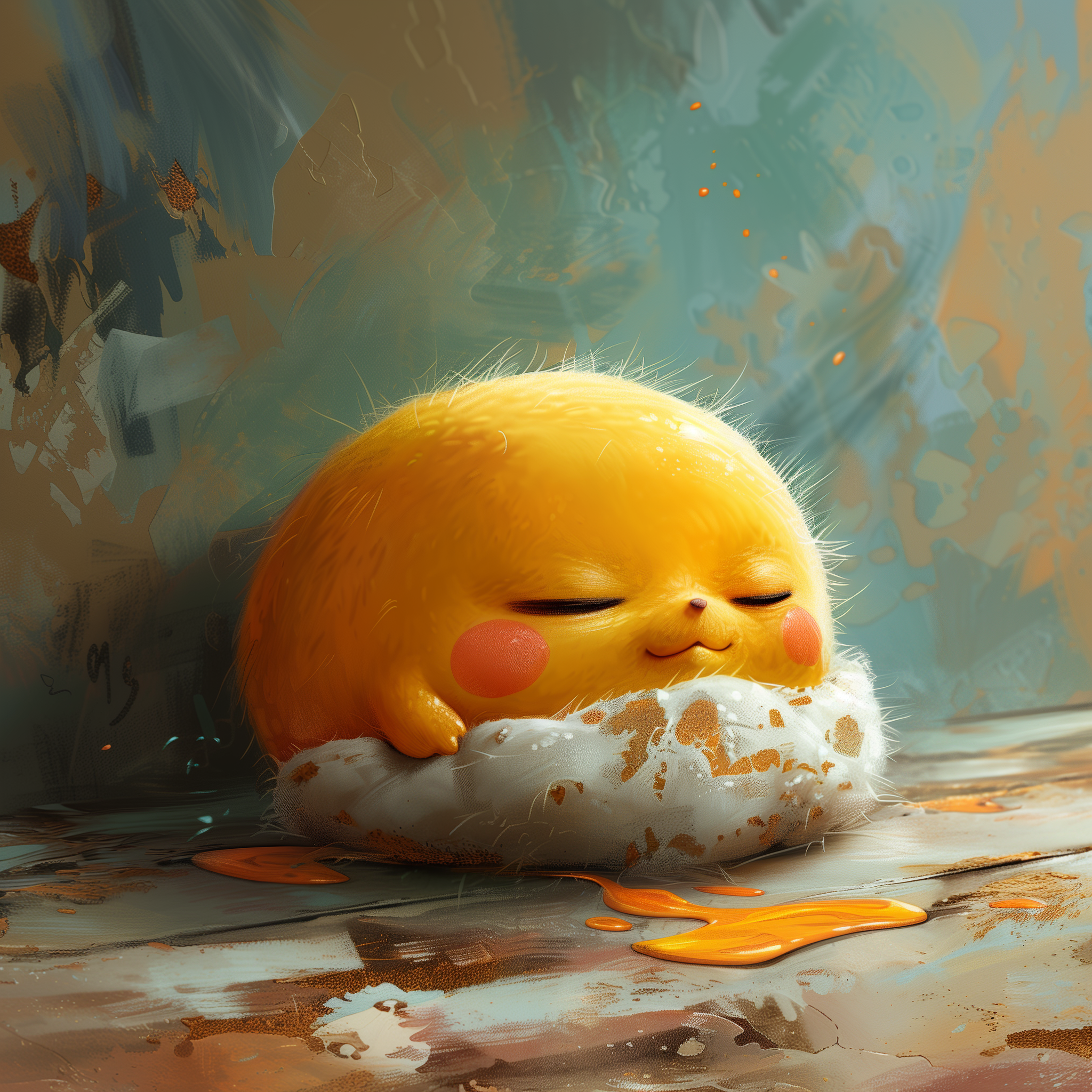 Avatar of Gudetama, the lazy egg cartoon character, lounging atop a dollop of white rice.