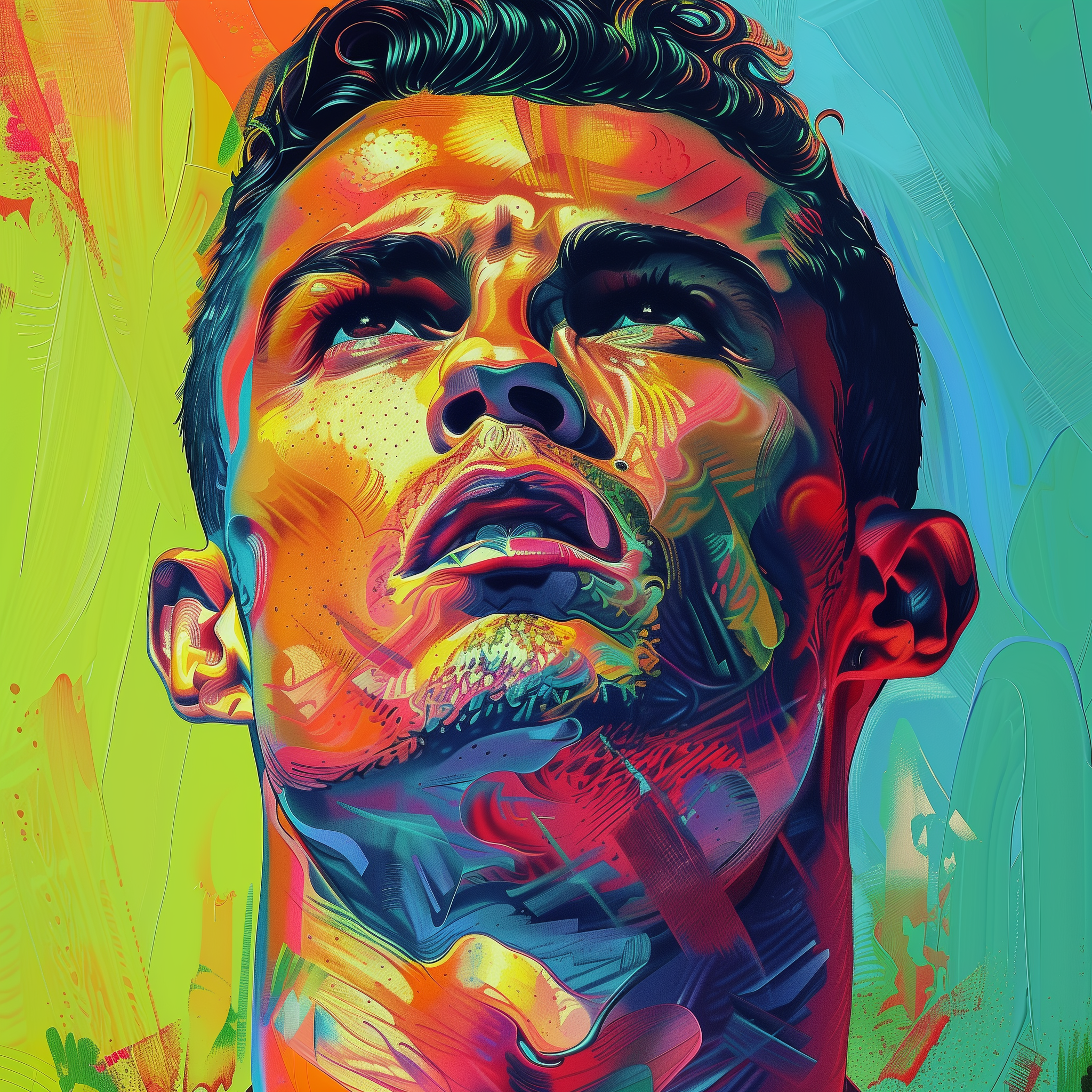 Colorful artistic avatar of a male footballer for profile picture use.