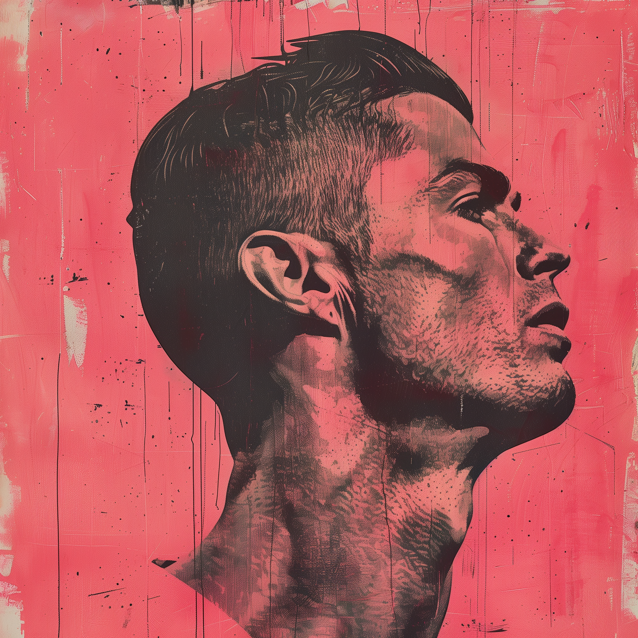 Stylized profile avatar of a male soccer player against a red textured background, inspired by a popular athlete.