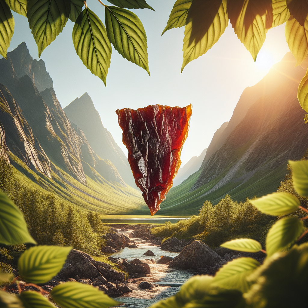 Surreal avatar featuring a levitating landmass with a waterfall over a serene river valley at sunrise, framed by green foliage.