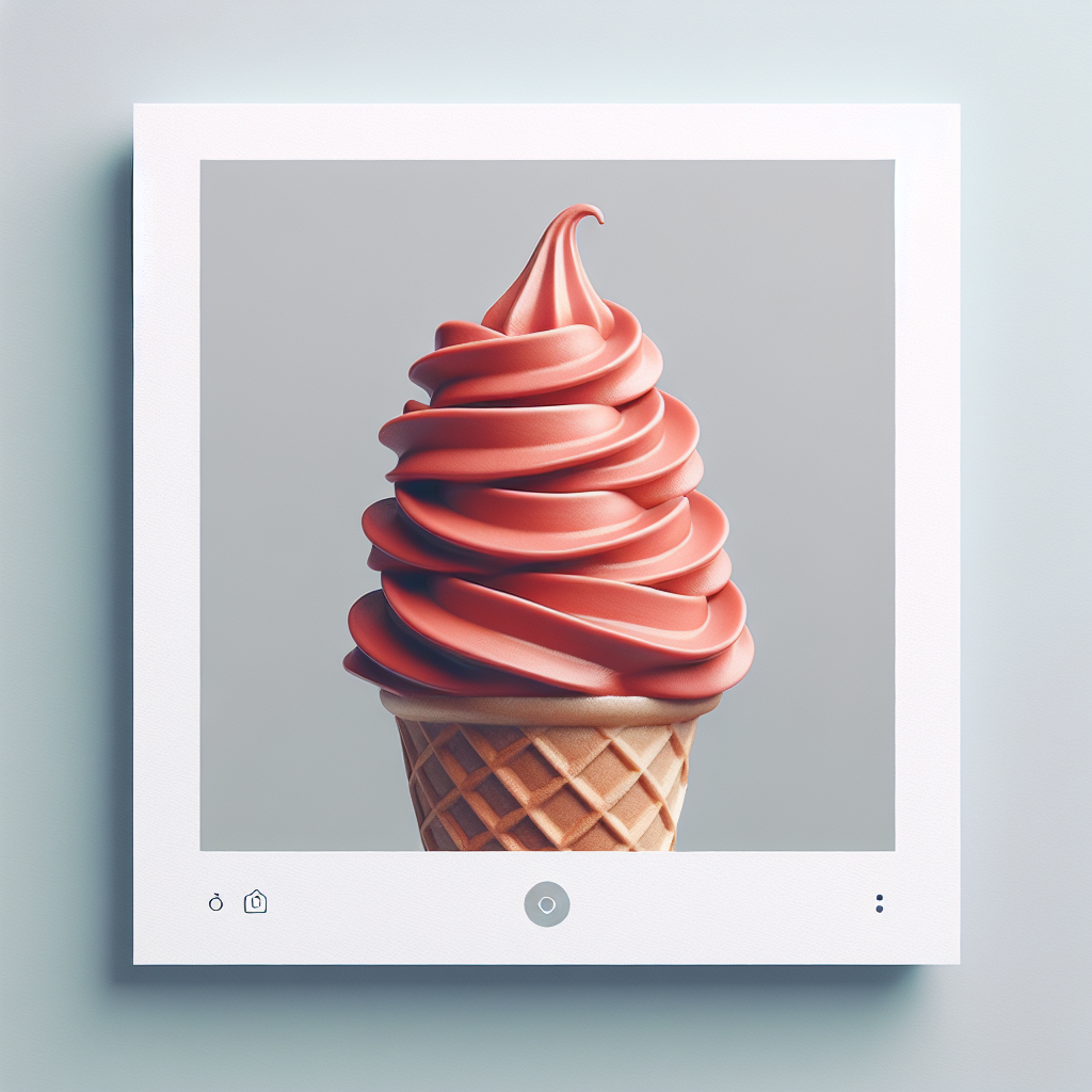 Avatar of a swirling strawberry gelato in a waffle cone displayed within a digital photo frame, tagged as gelato.