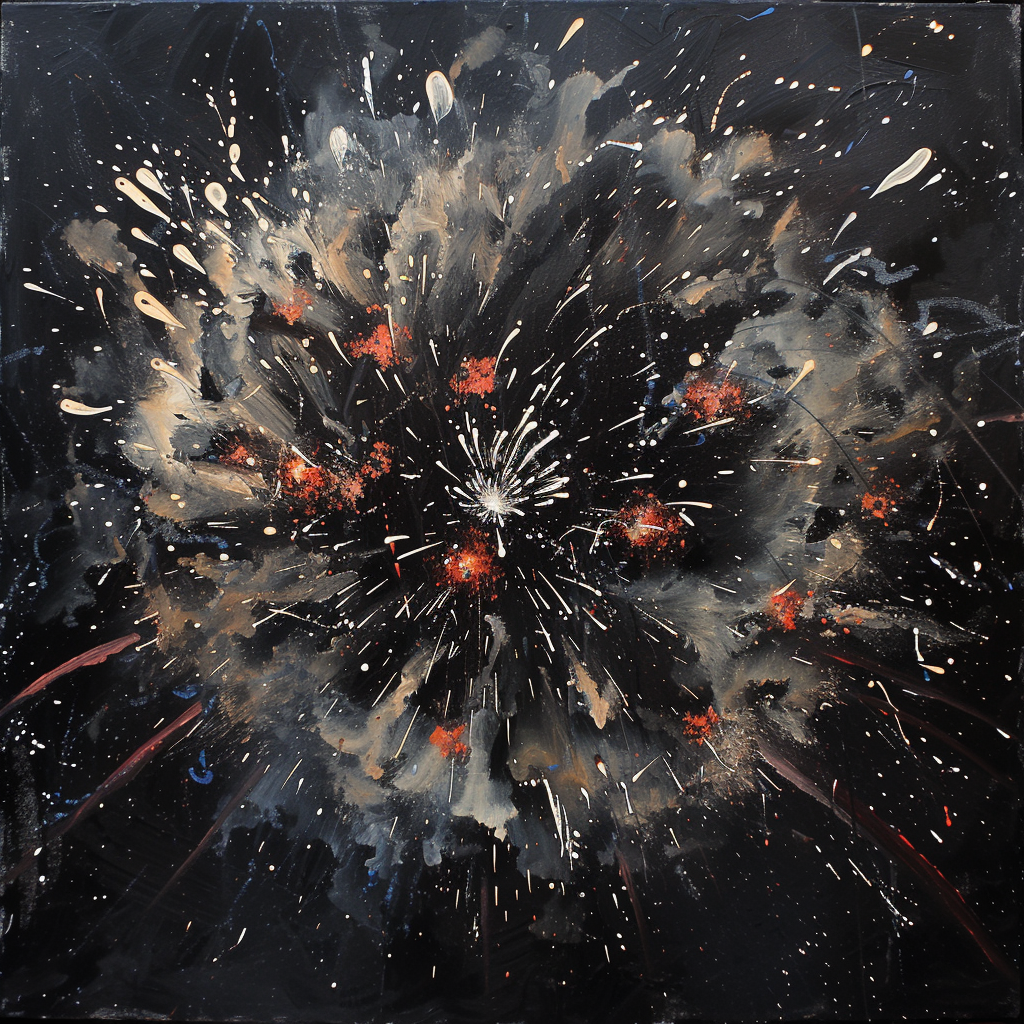 Avatar featuring a vivid painting of fireworks, capturing bursts of white, red, and blue against a dark sky.