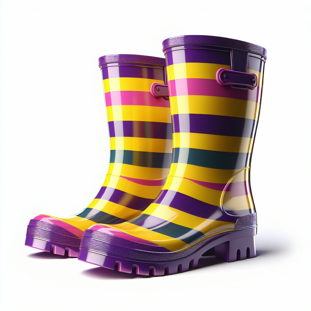 Image of a pair of colorful striped rain boots, designed for use as a unique and vibrant forum avatar or profile photo.