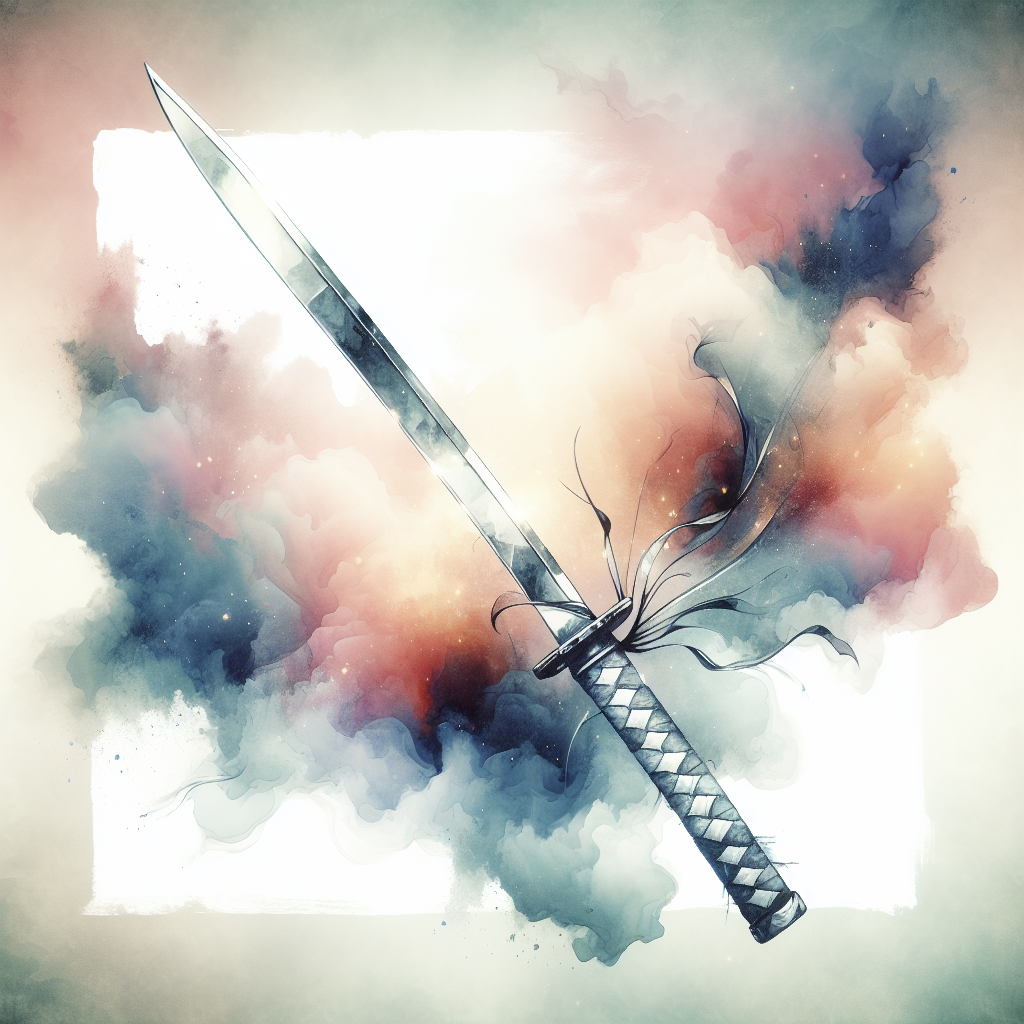 An artistic depiction of a ninja sword surrounded by a swirl of colorful smoke, designed for use as a forum avatar or profile picture.