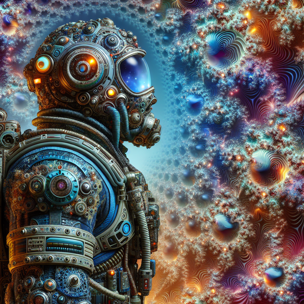 A space pirate in a futuristic, detailed suit stands against a vibrant, abstract cosmic background, making for a striking forum avatar or profile picture.