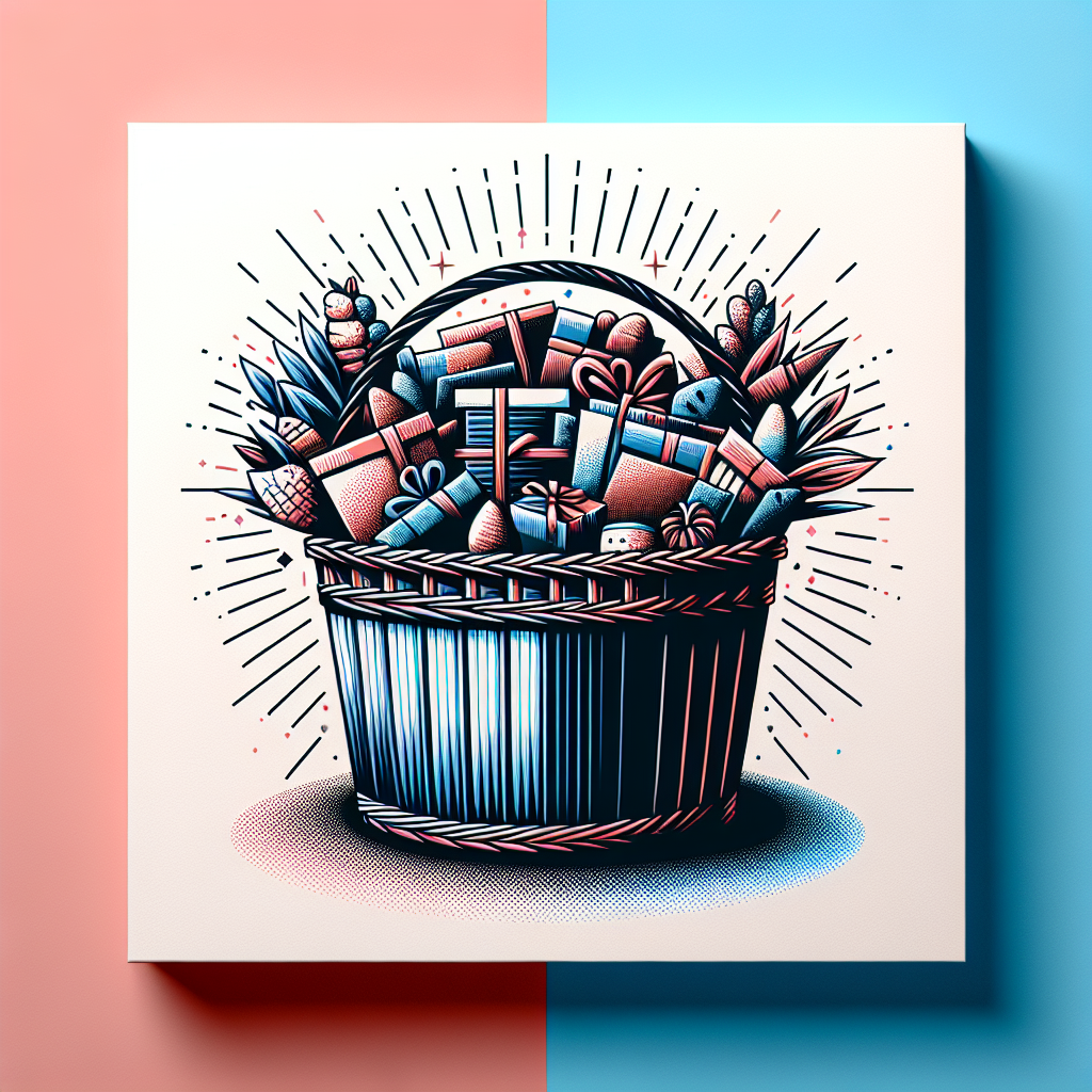 A vibrant illustration of a gift basket filled with various items and presents, set against a split pastel background, serves as a unique forum avatar.