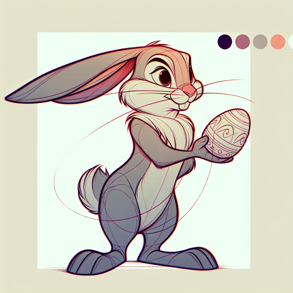 A cheerful cartoon Easter bunny holds a decorated Easter egg, serving as a playful forum avatar. The background features soft colors and sketch lines that enhance its whimsical charm.