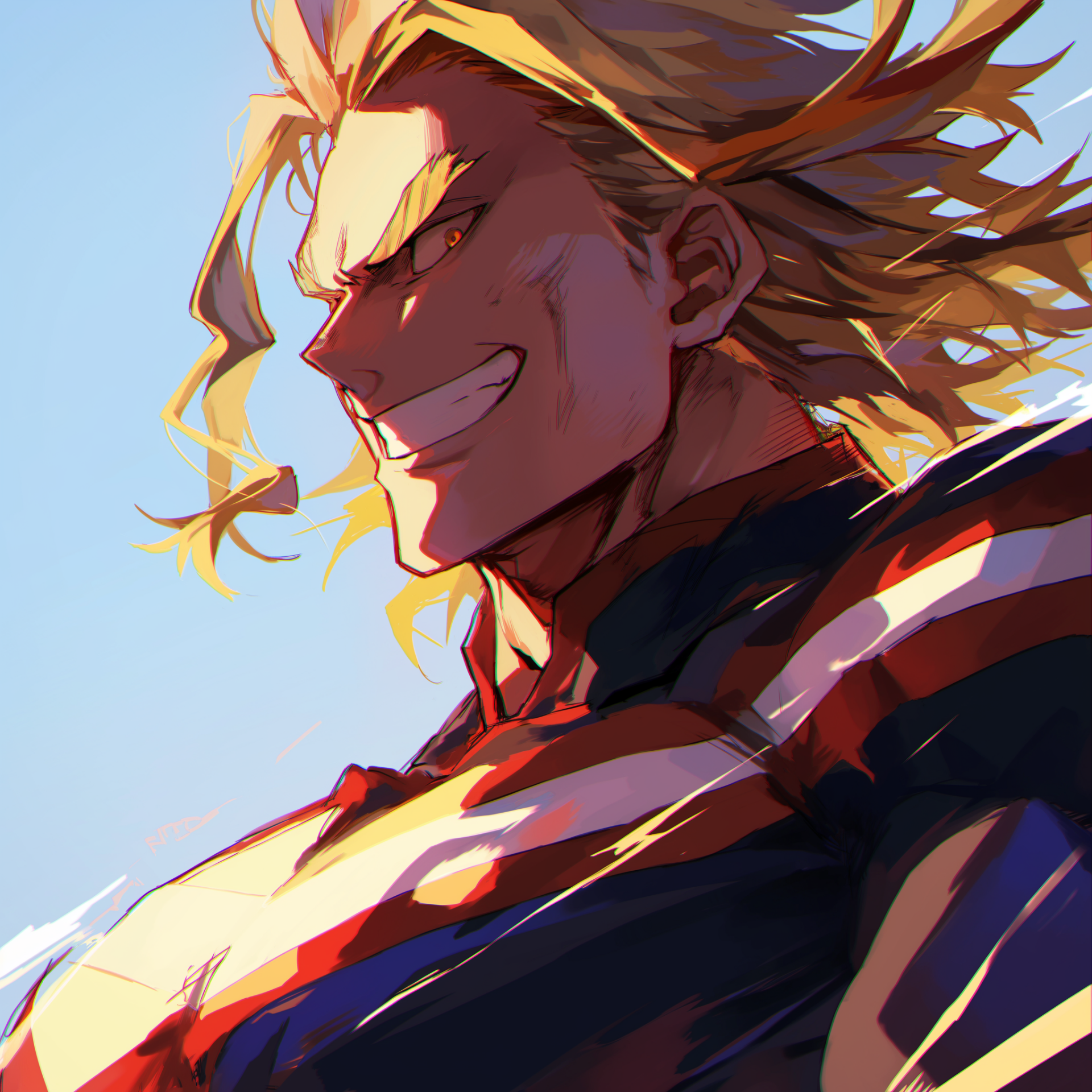 Avatar image featuring All Might from My Hero Academia anime, showcasing the character's confident smile and iconic hero costume against a sky backdrop.