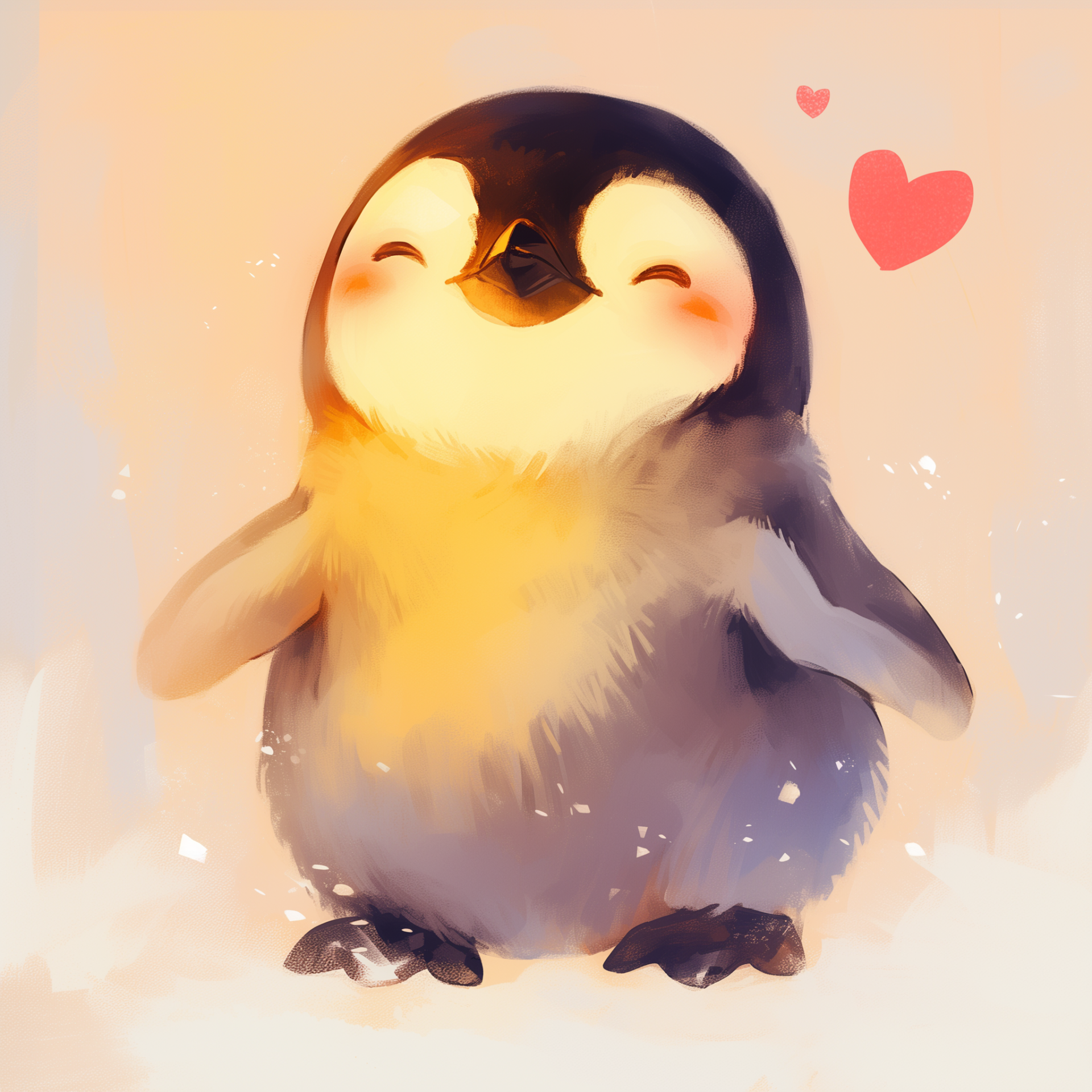A charming, cartoon-style penguin with a joyful expression and hearts in the background, serving as a playful profile picture or forum avatar.