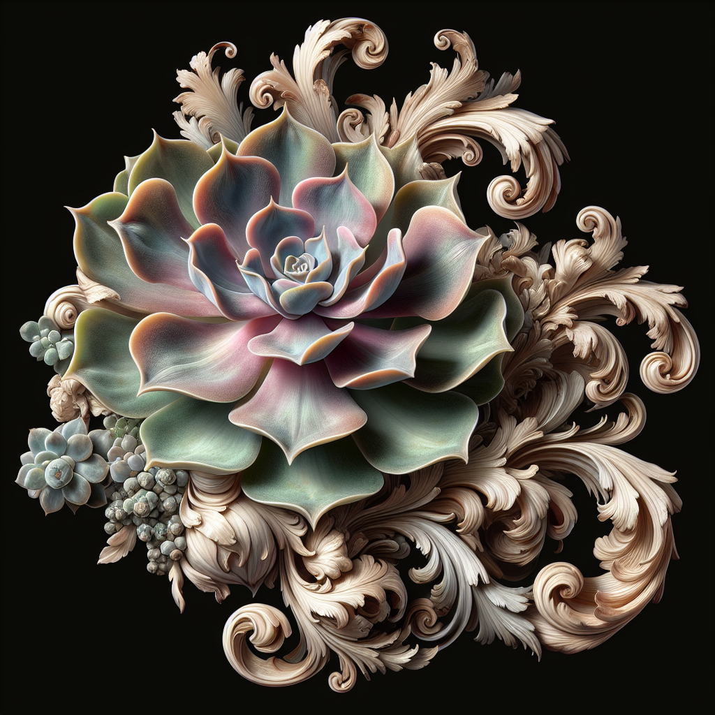 Artistically designed avatar featuring an intricate succulent with ornate floral patterns for use as a profile picture.
