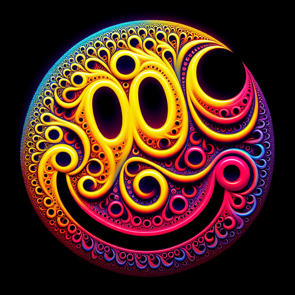 Colorful abstract avatar with psychedelic swirl patterns on a black background.