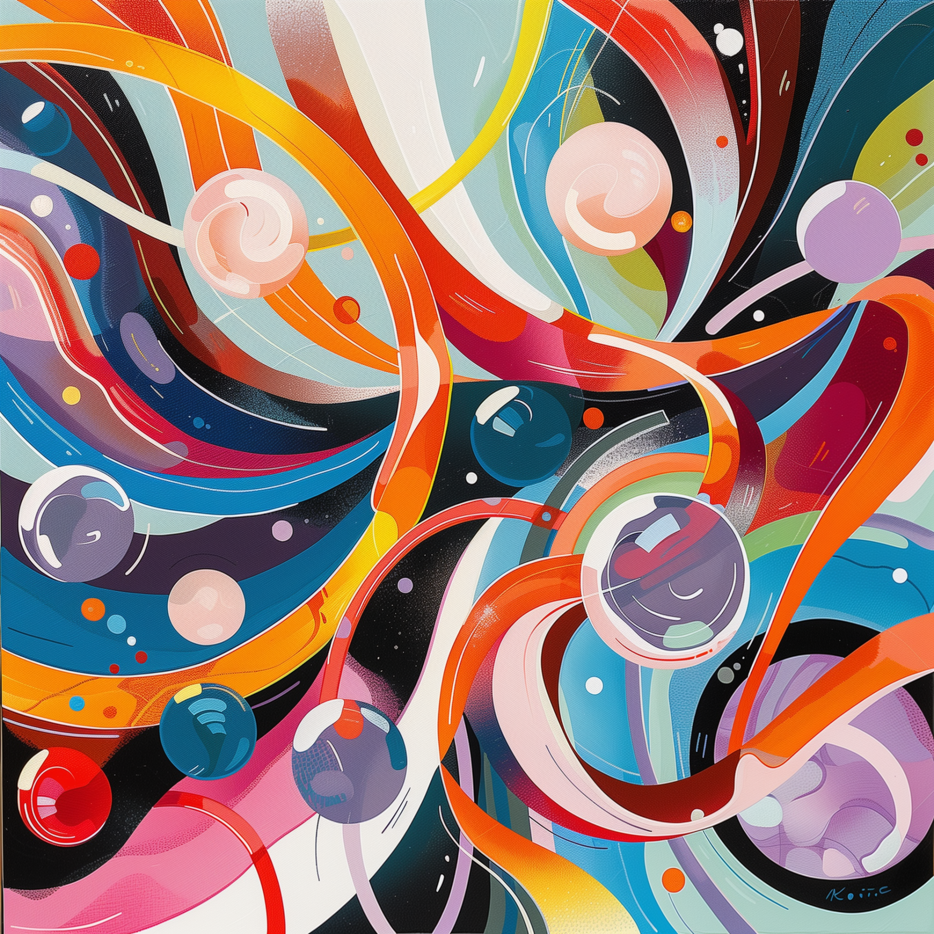 Colorful abstract art with swirling lines and bubbles for a creative avatar image.