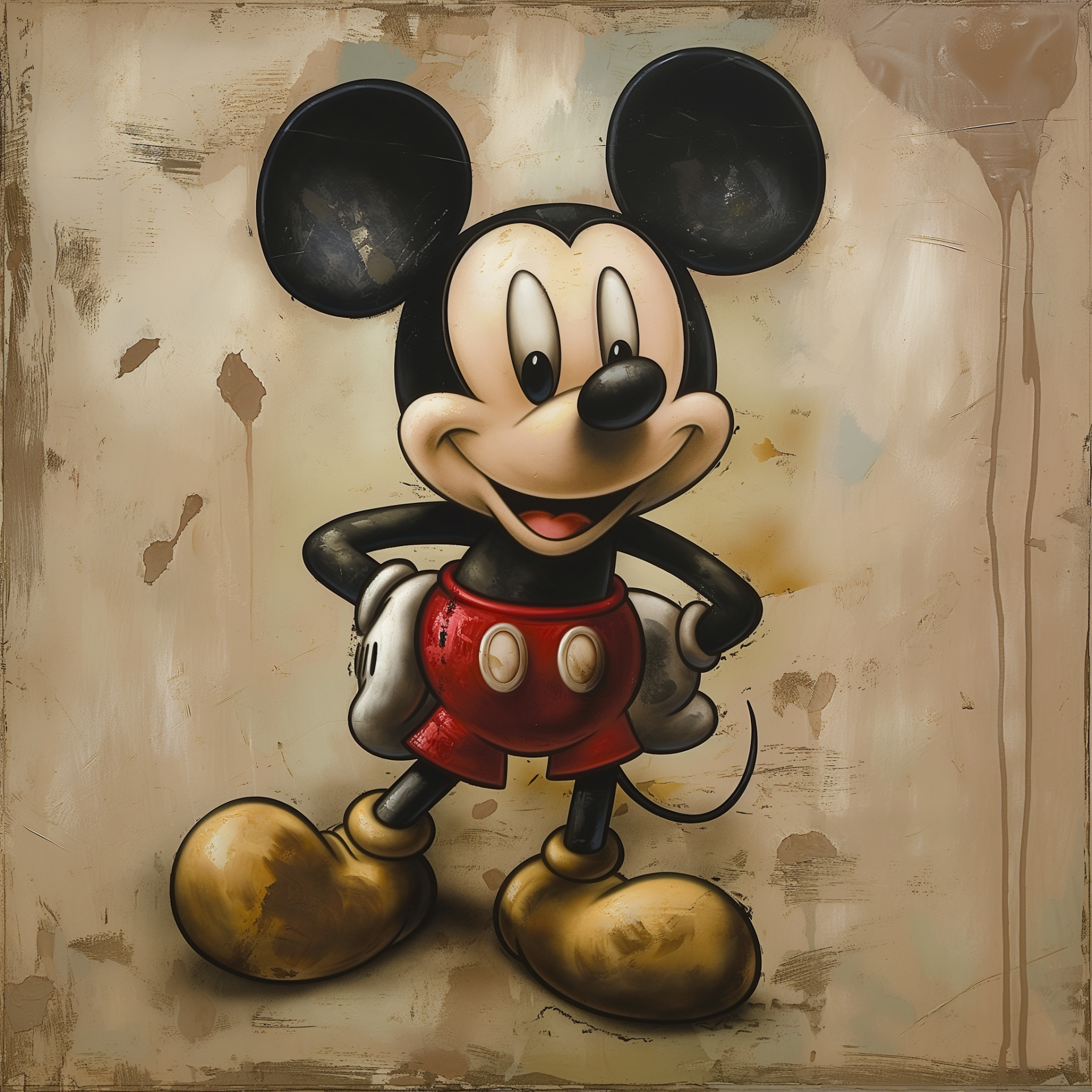 Illustration of Mickey Mouse as a profile picture, featuring a cheerful pose with iconic ears and vintage background.