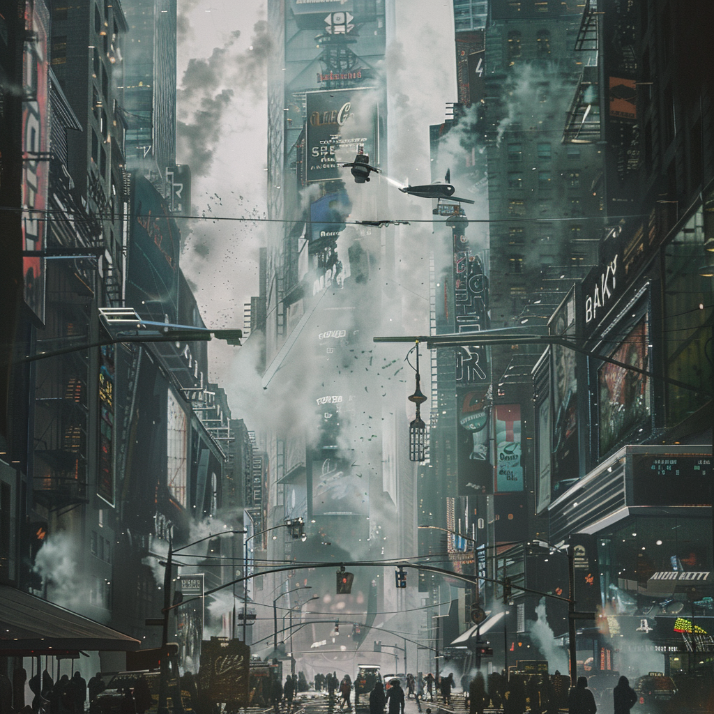 A dynamic scene of Times Square in New York, filled with towering buildings, vibrant billboards, and bustling crowds, capturing the city's energetic atmosphere as a forum avatar.