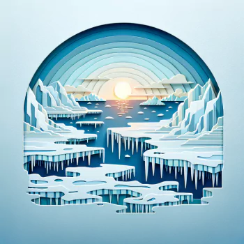 Arctic sea ice landscape avatar with sunset.