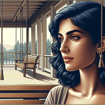 Illustrated avatar of a person on a porch with a swing in the background, embodying a serene atmosphere.