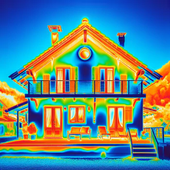 Colorful thermal imaging style avatar of a vacation home.